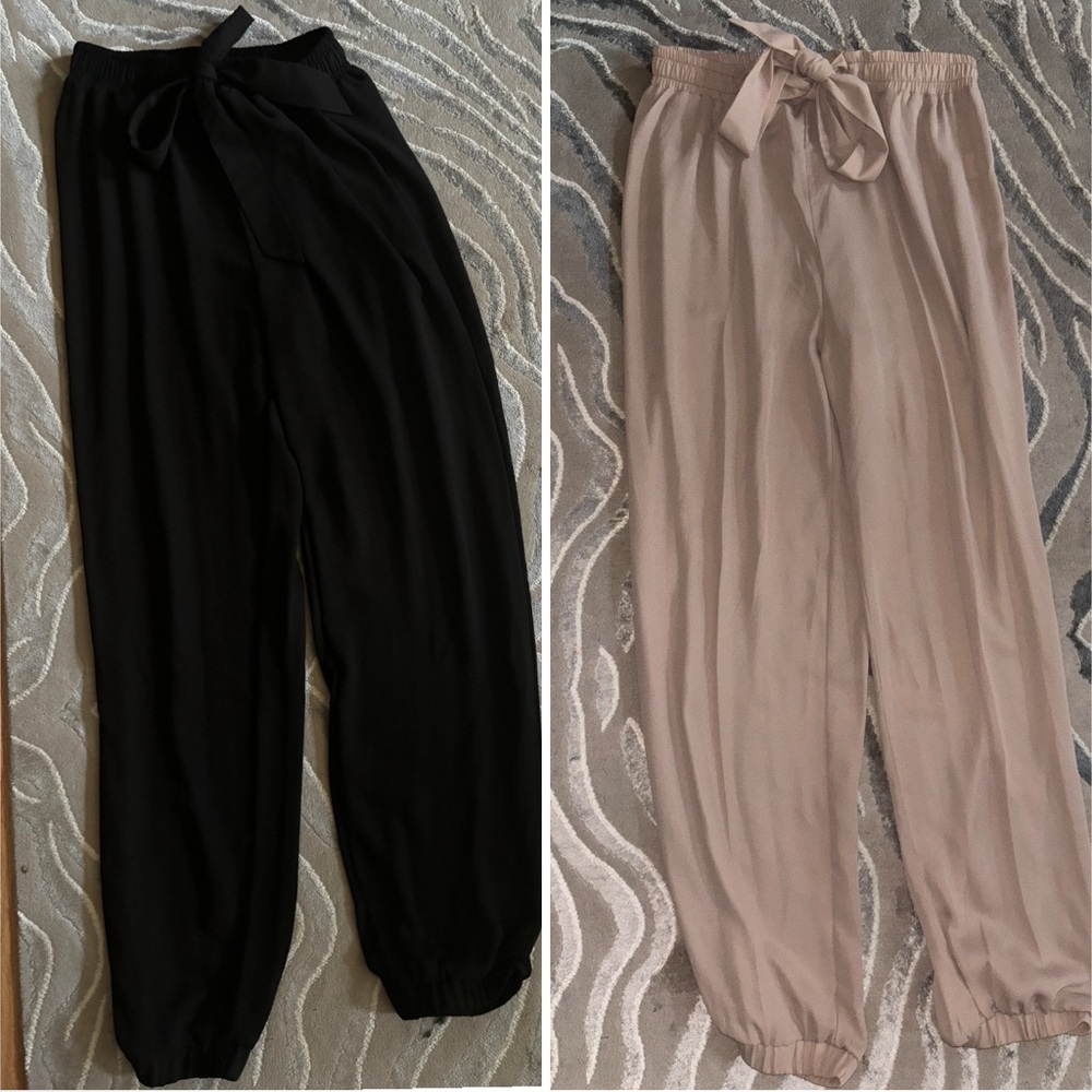 Two for One! Love Tree Jogger Pants; Size Large (Black & Beige)